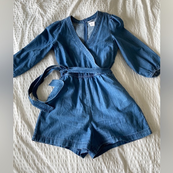 NWT Gap Puff Sleeve Denim Romper - Picture 4 of 5